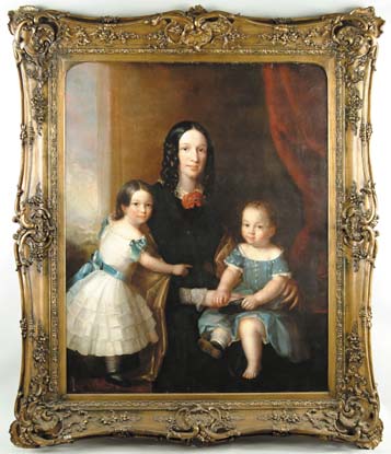 Appraisal: UNSIGNED English th Century PORTRAIT OF MOTHER AND TWO CHILDREN