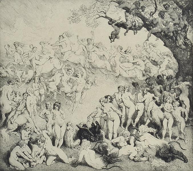 Appraisal: NORMAN LINDSAY - The Festival etching engraving and stipple ed