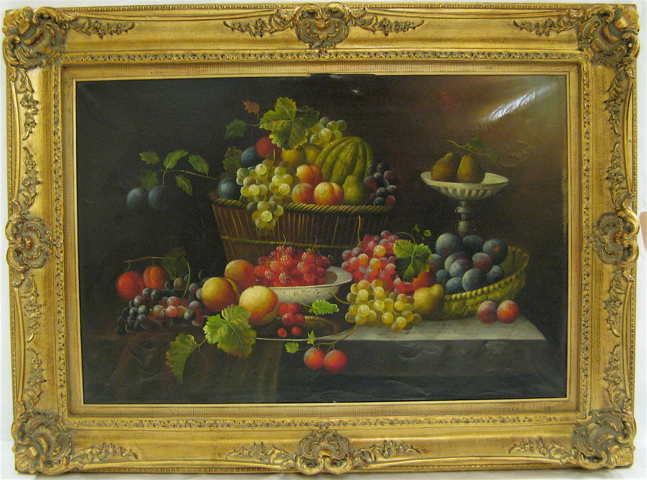 Appraisal: CONTINENTAL SCHOOL OIL ON CANVAS th century Still life with