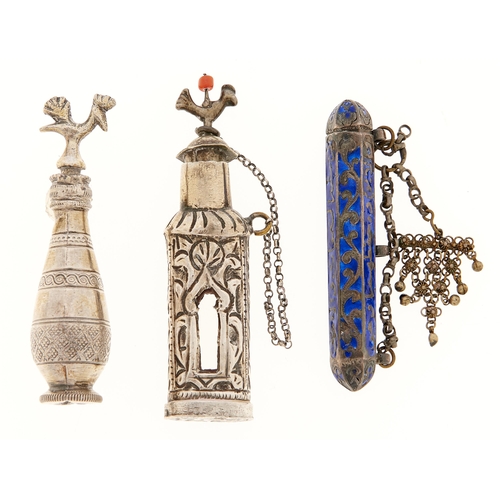 Appraisal: An Eastern silver and enamel scroll or amulet case early