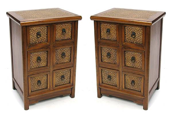 Appraisal: A pair of Chinese six drawer side tables height in