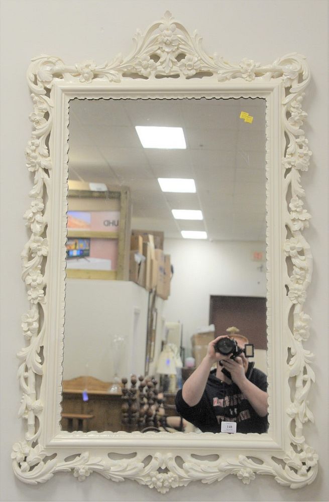 Appraisal: Chippendale Style Mirror having white painted frame with carved scrolling