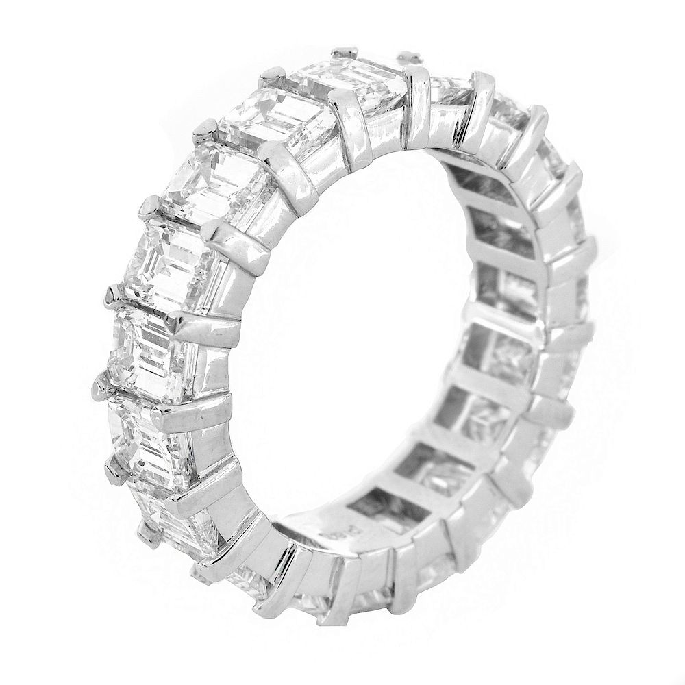 Appraisal: Carat Diamond and Platinum Eternity Band Approx Carat Emerald Cut