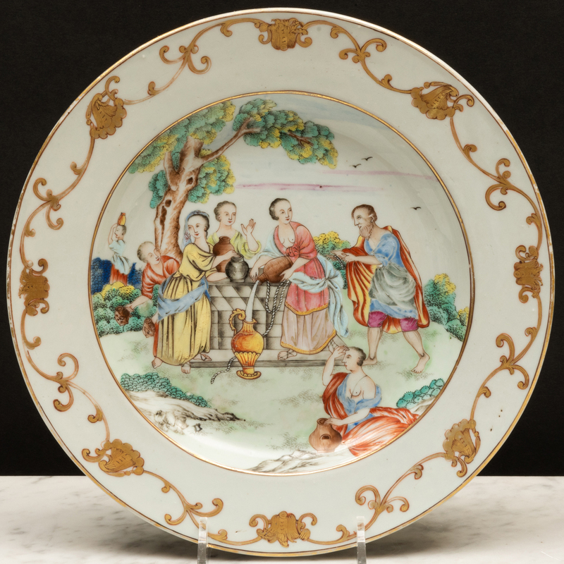 Appraisal: Chinese Export Porcelain Famille Rose 'Rebecca at the Well' Plate