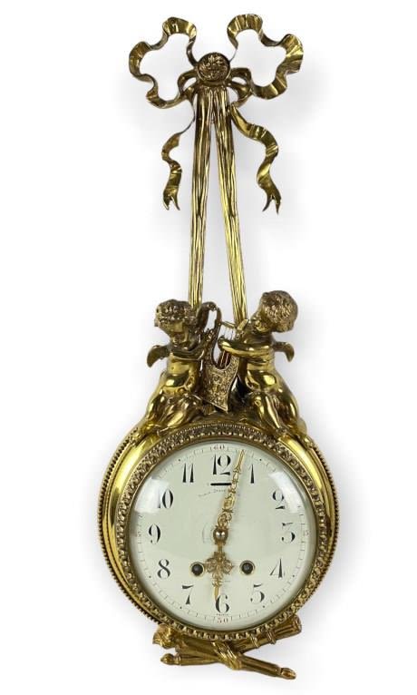 Appraisal: French Cartel Bronze Clock For Black Starr FrostClock runs chimes