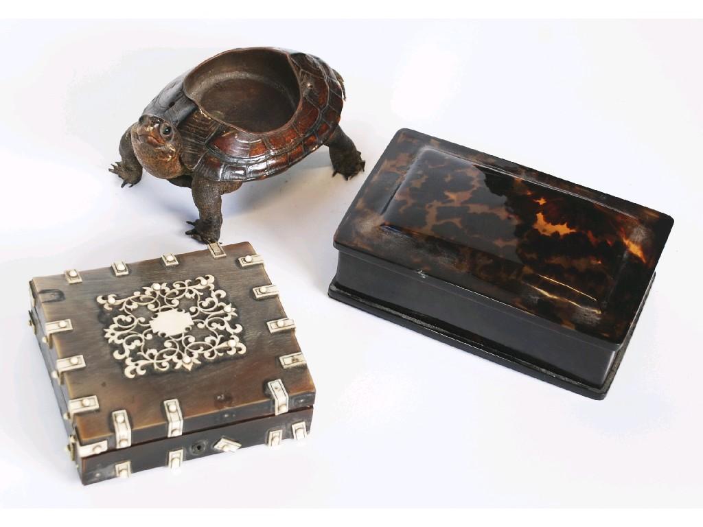 Appraisal: COPPER ASHTRAY set into the back of a tortoise having