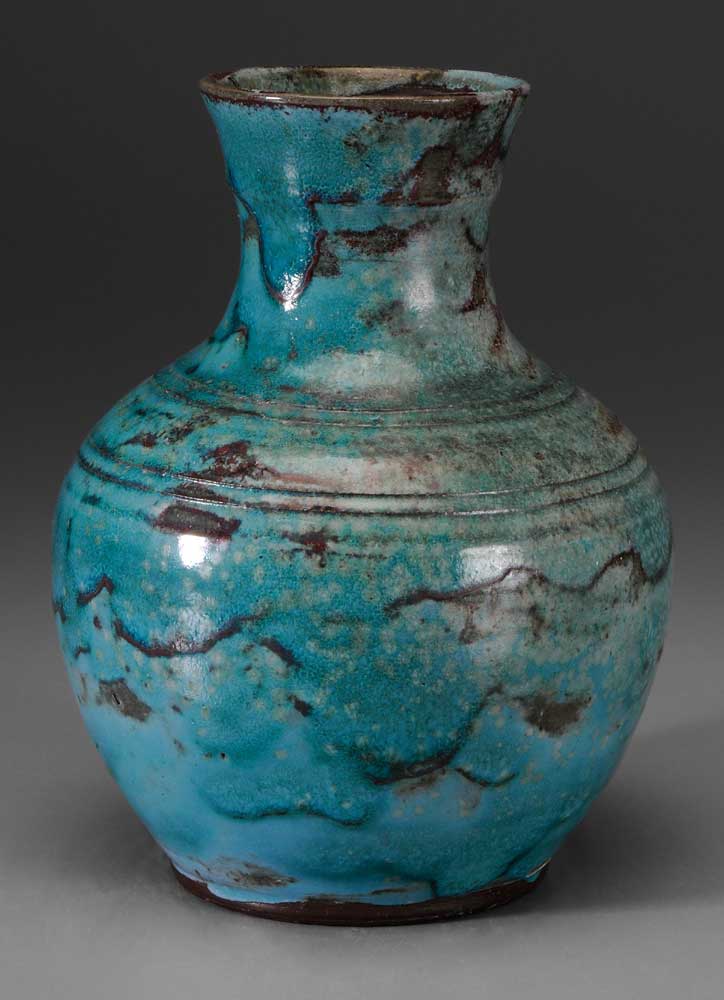 Appraisal: Jugtown Red and Blue Glaze Vase North Carolina second quarter