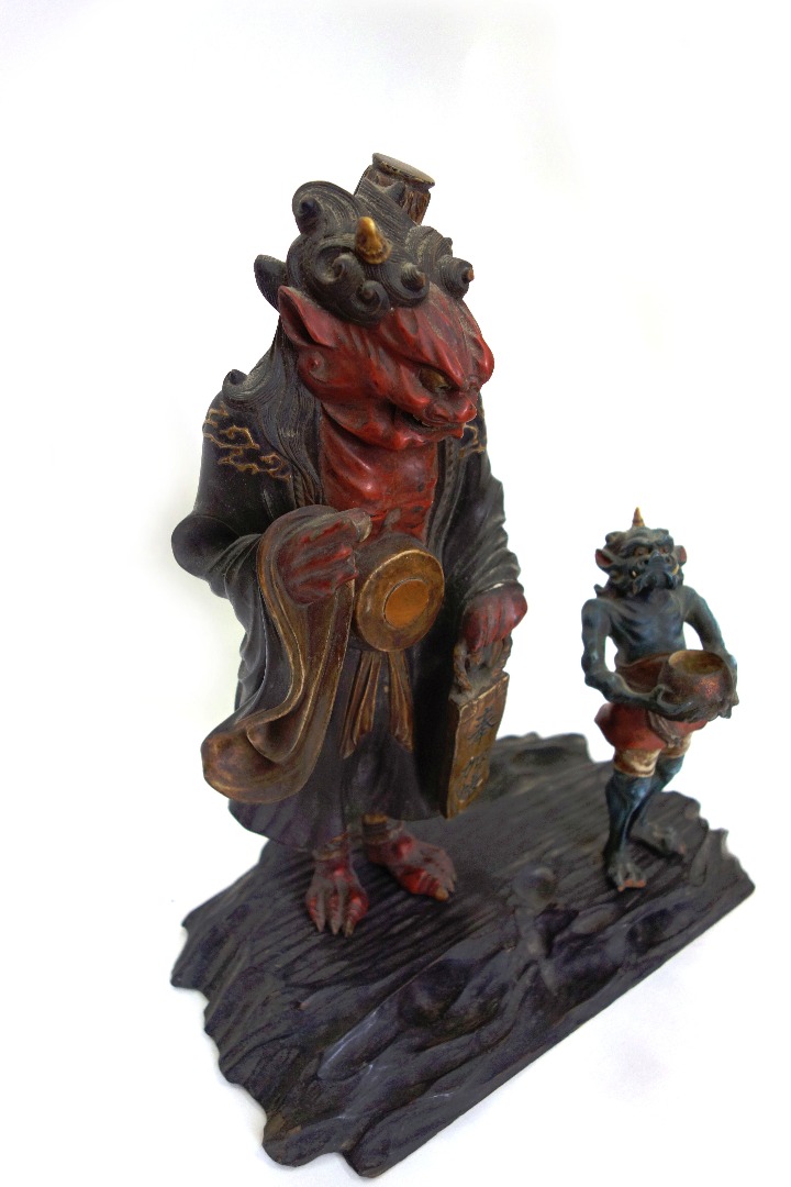 Appraisal: A Japanese carved and painted wood figure group Meiji of