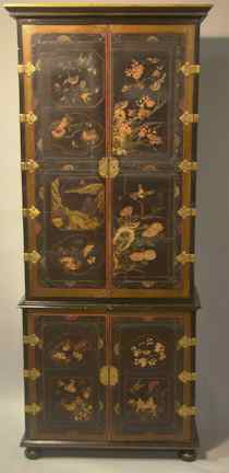 Appraisal: CHINOISERIE COROMANDEL CABINET in two parts partially th century the