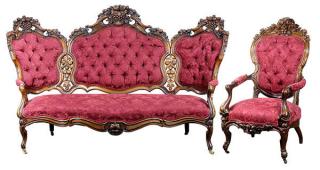 Appraisal: lot of American Rococo Revival two piece parlor suite by