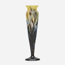 Appraisal: mile Gall VASE WITH IRISES DRAGONFLY AND SEASHELLS France c