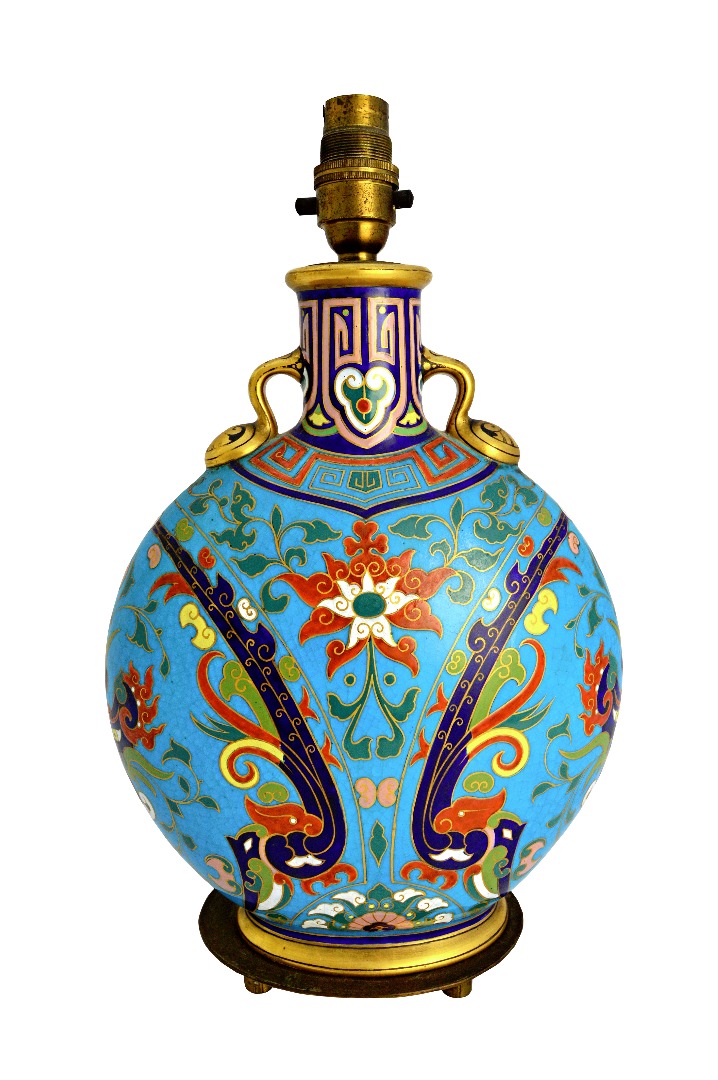 Appraisal: A Minton bone-china foliate decorated cloisonne style vase after a