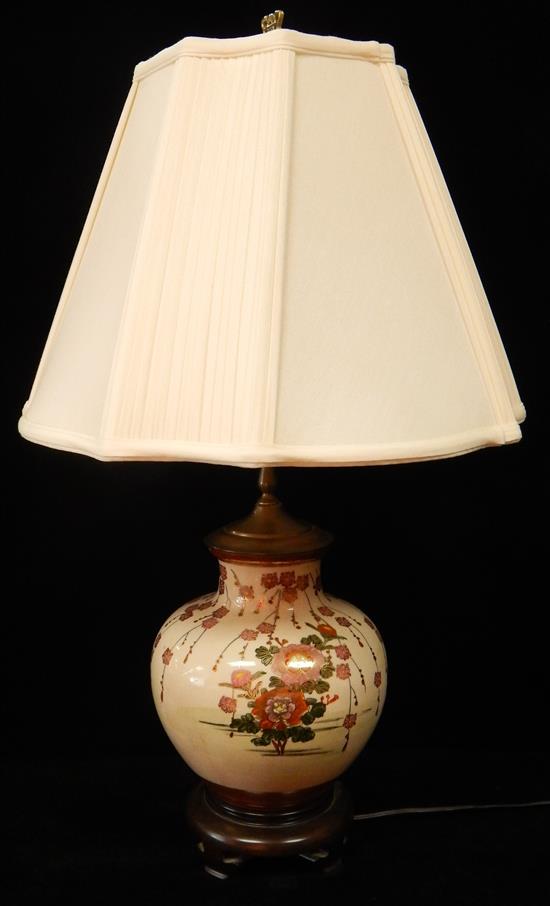 Appraisal: ASIAN cloisonn table lamp bulbous vase with ground fading from