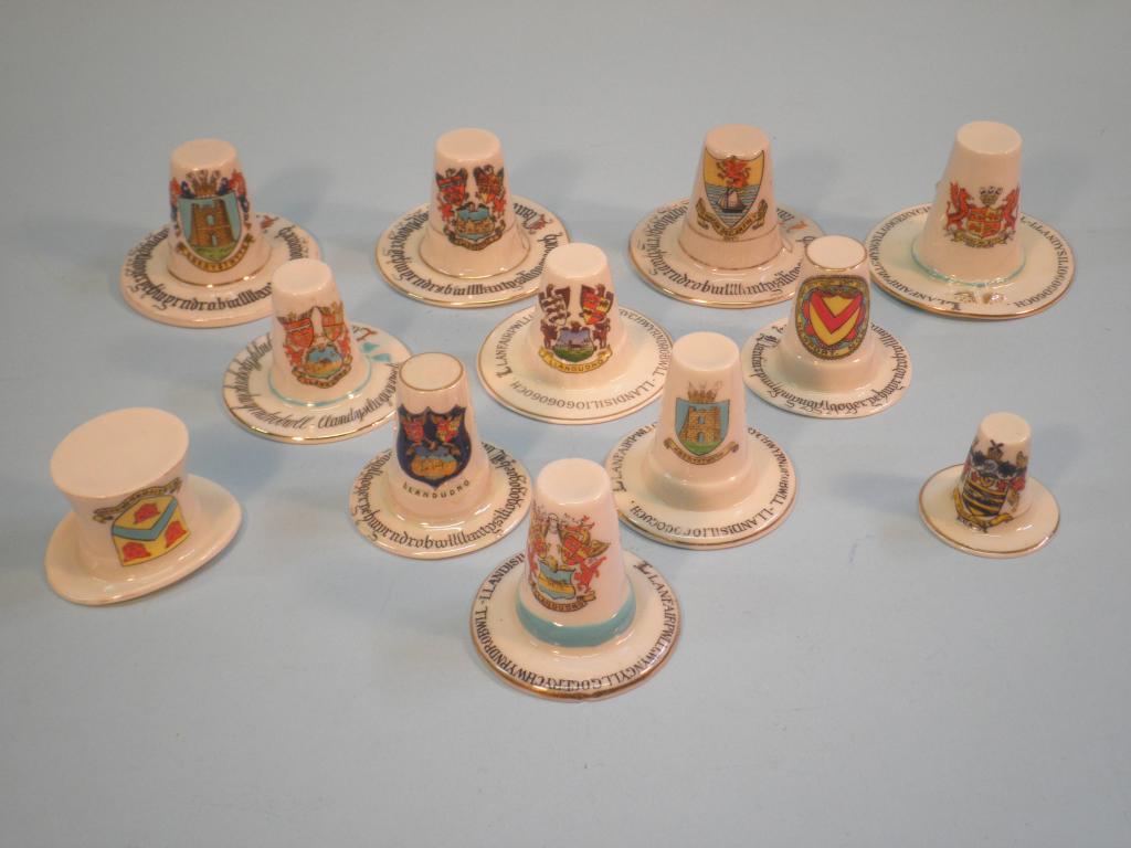 Appraisal: Eleven crested models of Welsh hats mainly by Arcadian and