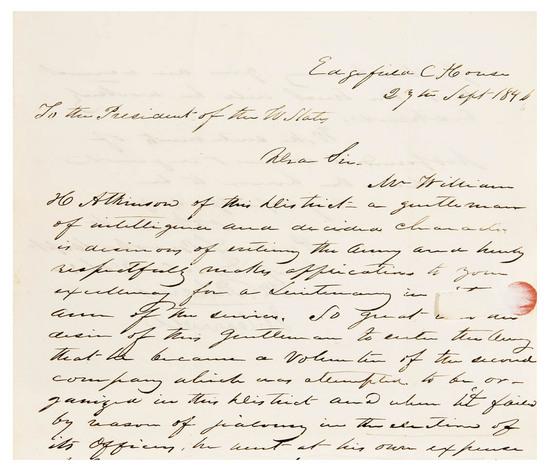 Appraisal: SOUTH CAROLINA - BROOKS Preston Autograph letter signed to President