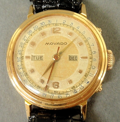 Appraisal: - Man s gold Movado wristwatch the back engraved Wm