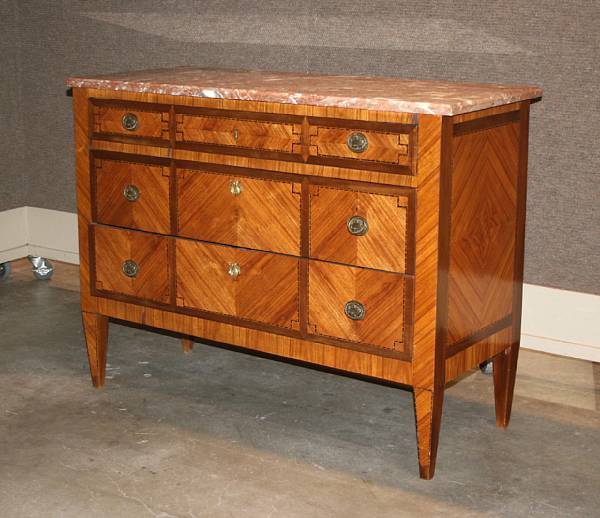 Appraisal: A Neoclassical style inlaid fruitwood commode height in width in