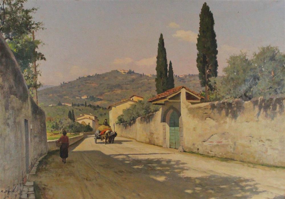 Appraisal: ROBERTO SGRILLI ITALIAN - ITALIAN LANDSCAPE Oil on canvas x