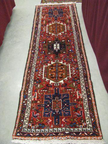 Appraisal: Heriz Persian Handmade Runner five medallions on rich red field