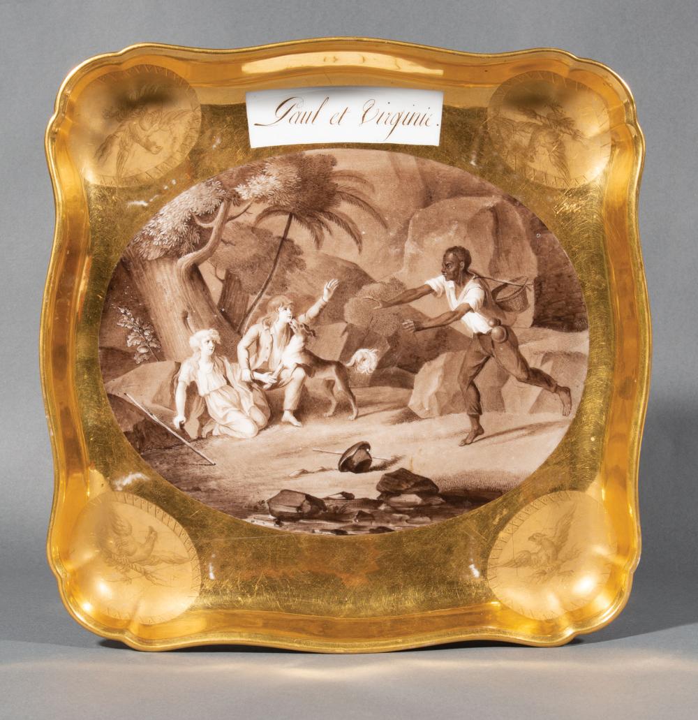 Appraisal: Fine Paris Porcelain Tray th c marked Dagoty with sepia