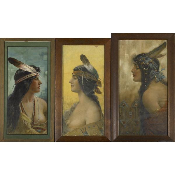 Appraisal: Chromolithographs of Native American maidens in the Art Nouveau style