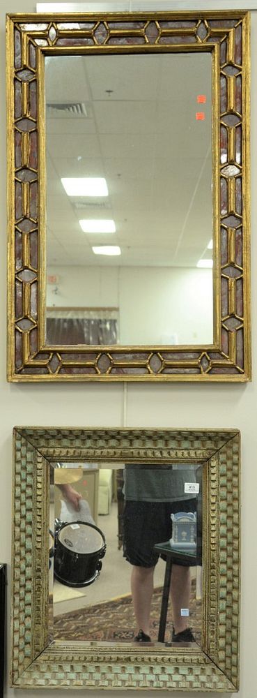 Appraisal: Two Contemporary Mirrors to include Continental style rectangle mirror with