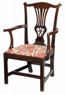 Appraisal: Rare American Chippendale Walnut Open-Arm Chair possibly Charleston South Carolina