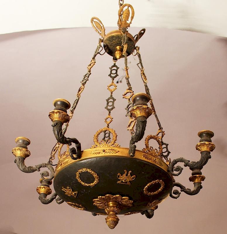 Appraisal: An Empire chandelier An Empire chandelier in bowl shape with