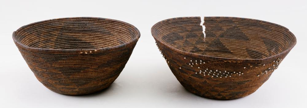 Appraisal: TWO APACHE COIL BASKETS EARLY TH CENTURY DIAMETERS APPROX AND