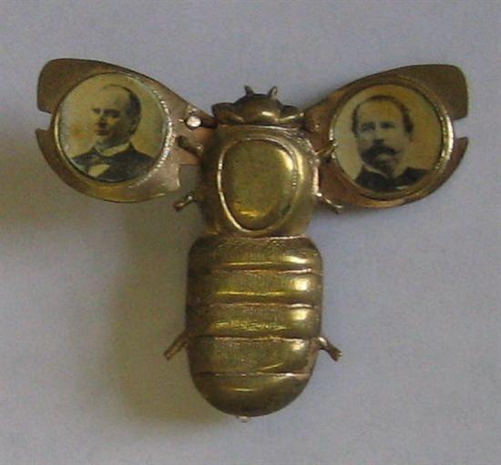 Appraisal: PRESIDENTS-- CAMPAIGN Mechanical goldbug pin depicting the McKinley-Hobart ticket Brass