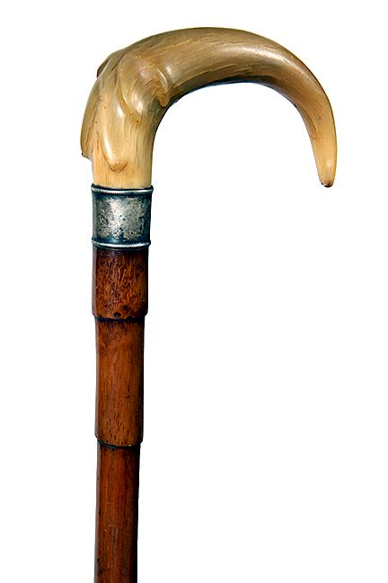 Appraisal: Stylized Horn Elephant Cane Ca - With great imagination this