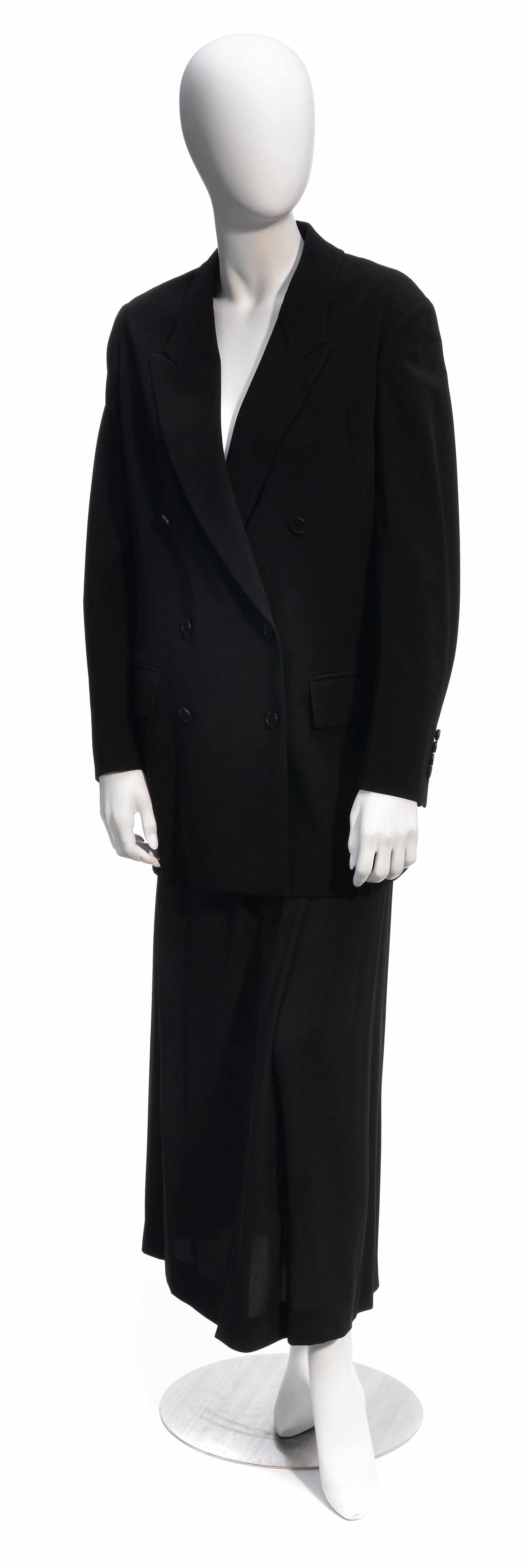 Appraisal: An Herms black double-breasted jacket size together with a long