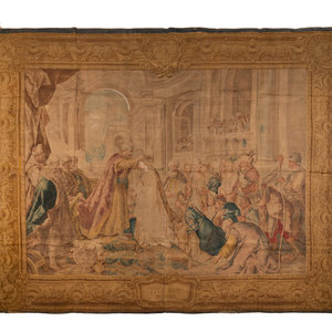 Appraisal: An Italian Painted Tapestry Depicting the Coronation of Esther th