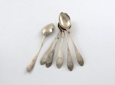 Appraisal: A set of six George III Scottish teaspoons pointed end