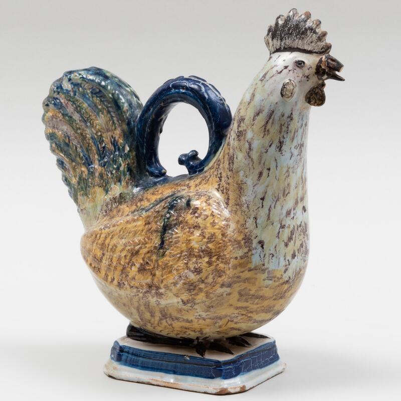 Appraisal: Continental Glazed Faience Chicken Form Vessel Unmarked x x in