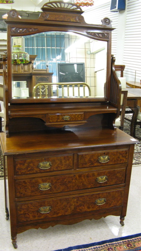 Appraisal: A WALNUT AND BURL WALNUT DRESSER English early th century