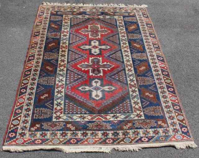 Appraisal: Caucasian Design Oriental Scatter Carpet From a Park Ave NYC