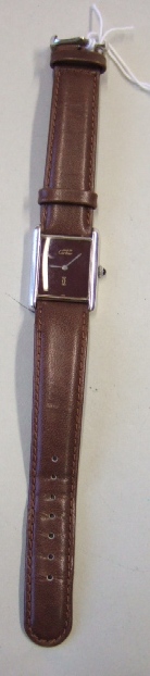 Appraisal: A gentleman's rectangular silver cased Must De Cartier wristwatch with