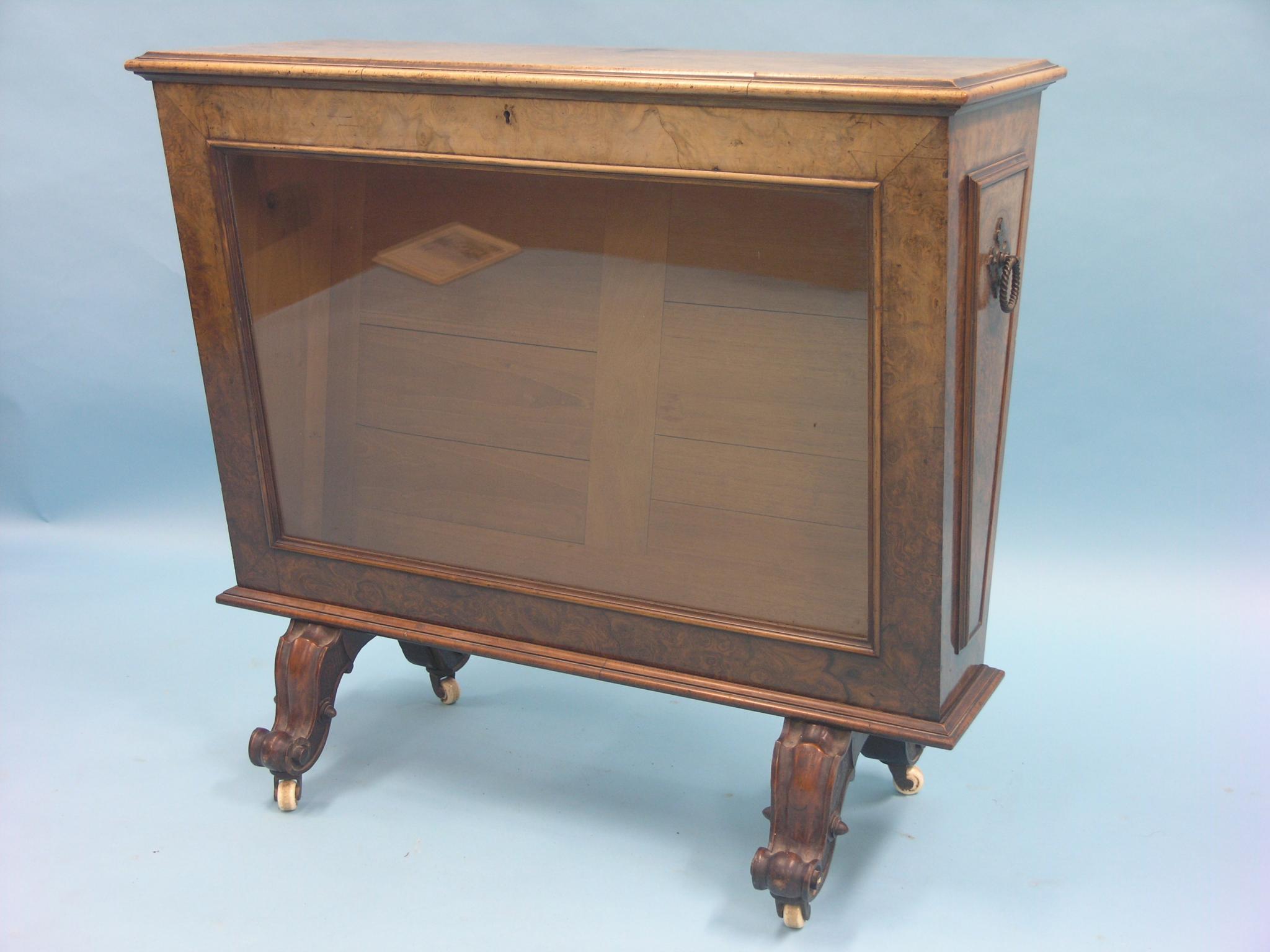 Appraisal: An unusual Victorian burr walnut artist's cabinet rectangular tapering form