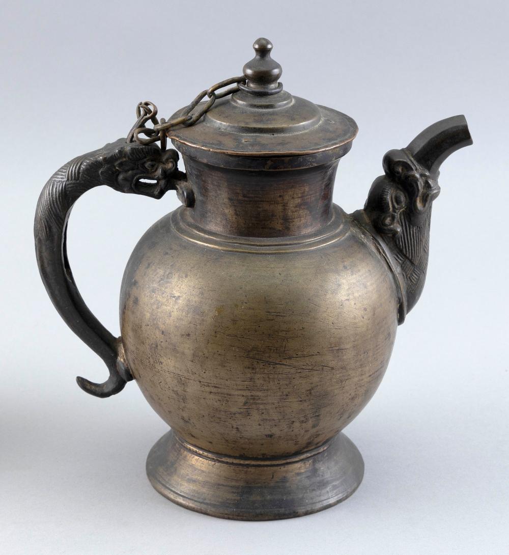 Appraisal: TIBETAN BRONZE WINE JUG TH CENTURY HEIGHT TIBETAN BRONZE WINE