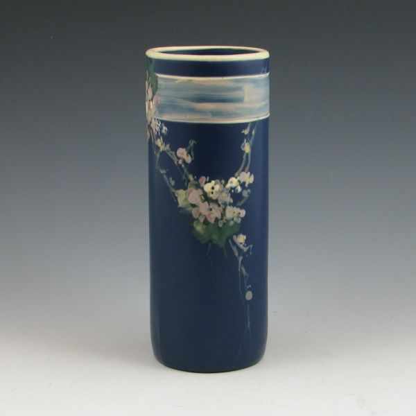 Appraisal: Weller Blue Decorated Hudson cylinder vase with floral decoration and