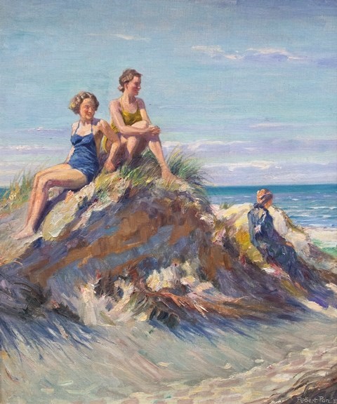 Appraisal: Robert Panitzsch - Bathers in the dunes oil on canvas