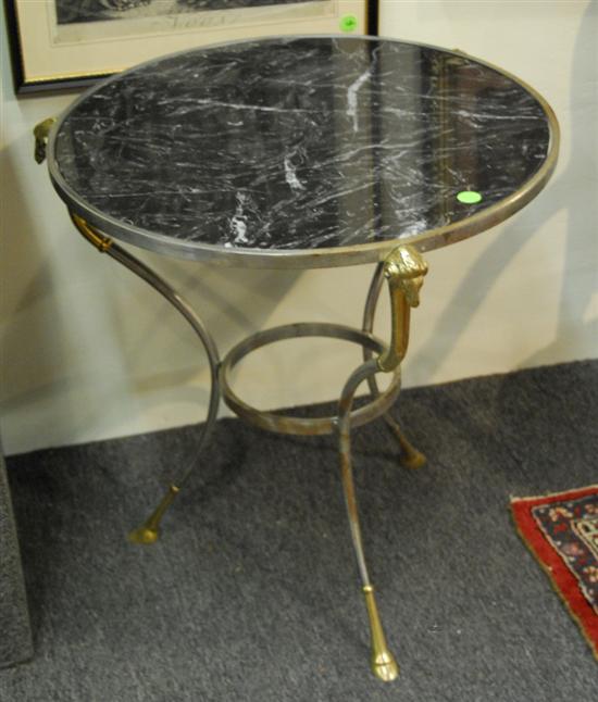 Appraisal: LOUIS XVI STYLE GILT AND POLISHED METAL MARBLE TOP GUERIDON