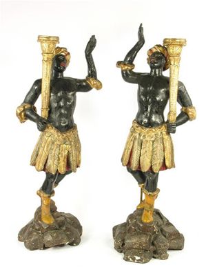 Appraisal: A pair of th century Venetian carved wood and polychrome