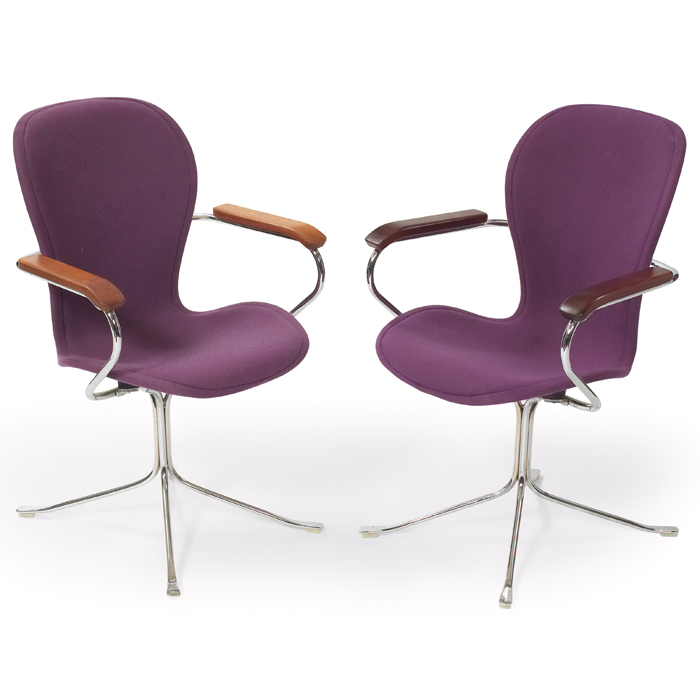 Appraisal: Gideon Kramer ''Ion'' chair pair chromed steel frames withexposed back