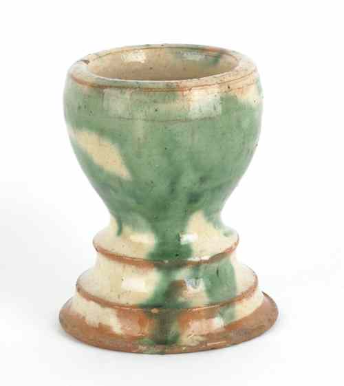 Appraisal: Shenandoah Valley redware egg cup th c with mottled green