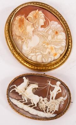 Appraisal: A large th Century shell cameo brooch depicting an allegory