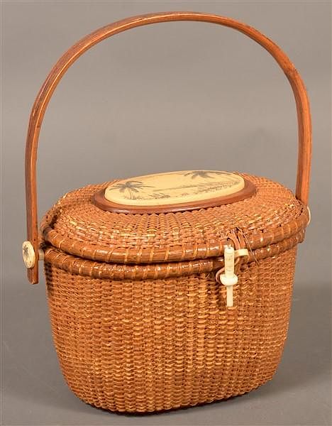 Appraisal: Vintage Farnum Nantucket Purse Basket Vintage Farnum Nantucket Purse Basket