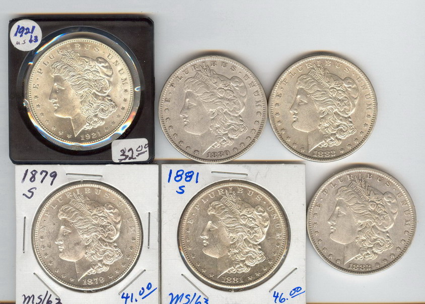 Appraisal: U S MORGAN SILVER DOLLARS As found in estate We