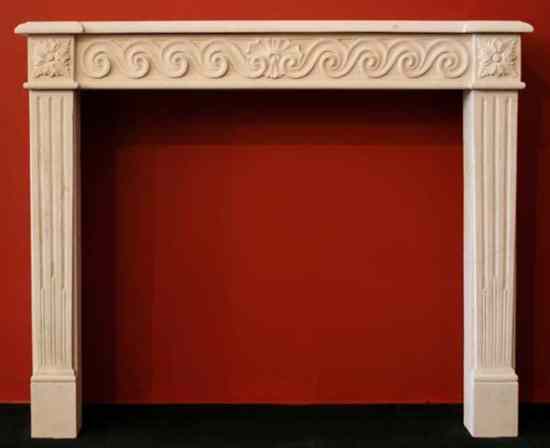 Appraisal: A French Louis XVI Style Limestone Fireplace Surround th century